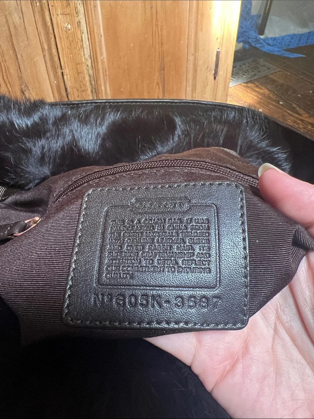 Coach 3587 SoHo Ski Hobo Nylon Rabbit Fur Bag